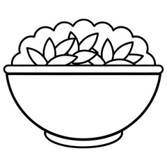 A cartoon vector illustration of a bowl of tasty breakfast food with bread