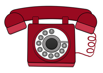 clipart téléphone vintage rouge, PNG fond transparent
