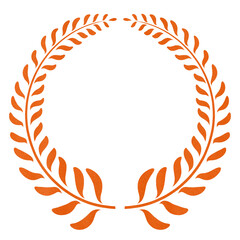 Laurel wreath award isolated on transparent background. Orange laurel wreath design. Frame design for text, award, decor, champion, anniversary, celebration, certificate, etc.