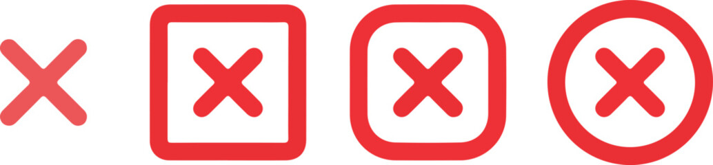 Obraz premium Red Cross Symbols -Wrong Icon Pack, No Button Set, Vector Illustration