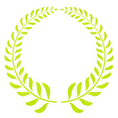Laurel wreath award isolated on transparent background. Bright green laurel wreath design. Frame design for text, award, decor, champion, anniversary, celebration, certificate, etc.