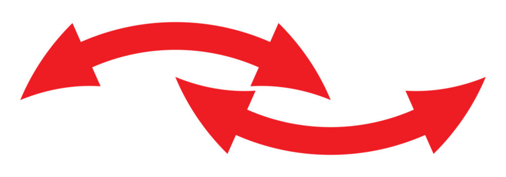 Horizontal dual side long straight arrow vector. Dual arrow sign. Dual sided arrow vector, icon, silhouette design. Semicircular curved thin, long double ended arrow vector eps 10