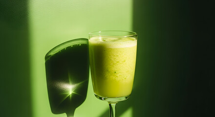 Vibrant Green Smoothie in Glass, Dramatic Lighting, Studio Shot