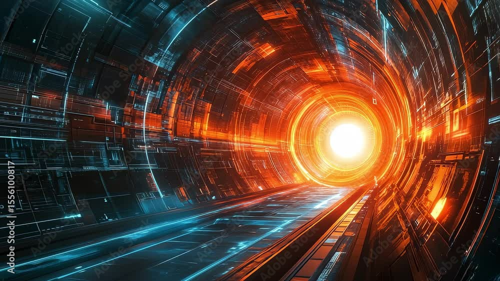 Poster future tech tunnel data network channel