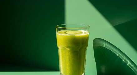 Vibrant Green Smoothie in Sunlight:  A Refreshing, Healthy Drink