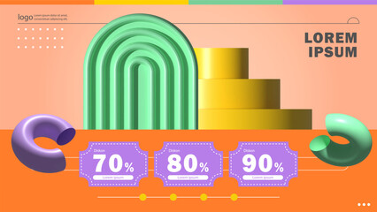 Geometric 3D Podium with Sale Discount Labels