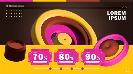 Geometric 3D Composition with Discount Labels Design