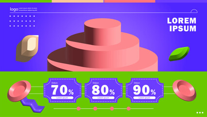 Geometric 3D Podium with Sale Discount Labels