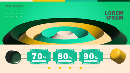 Geometric 3D Composition with Discount Labels Design