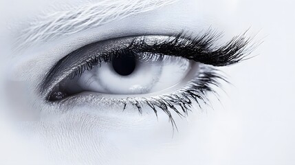 Closeup Monochrome Eye Makeup Beauty Shot Dramatic Lashes