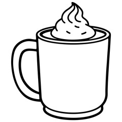 Cozy Cocoa Cup Outline Vector