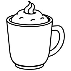 Cozy Cocoa Cup Outline Vector