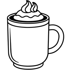 Cozy Cocoa Cup Outline Vector