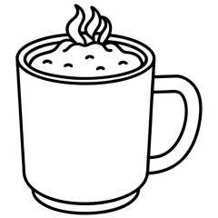Cozy Cocoa Cup Outline Vector