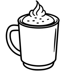 Cozy Cocoa Cup Outline Vector