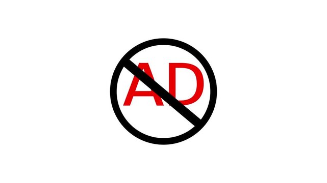 no ad sign animation. motion graphic with simple typography. High quality video.