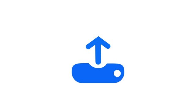 Simple purple upload icon with an upward arrow against a bright cyan.