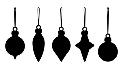 Set of christmas bulb silhouette vector art