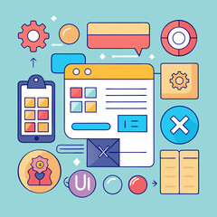 flat icons for web and mobile applications set