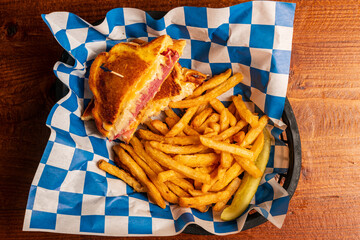 Grilled Italian sandwich with French fries