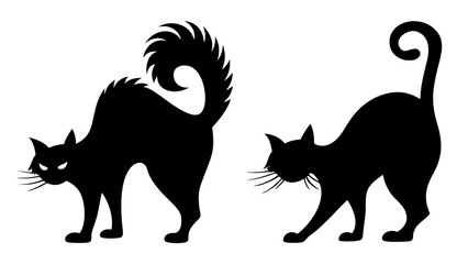 Halloween cat black vector silhouette