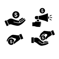 Icons for Financial Transactions and Promotions in business, like advertising and analytics