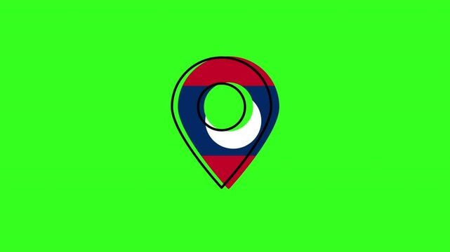 Laos flag pointer icon with green background