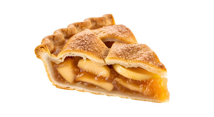 Apple Pie Slice: Delicious Baked Pastry with Sweet Filling,  Crisp Crust, Transparent Background
