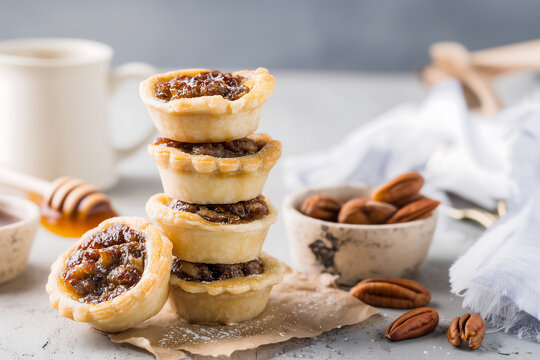 Butter Tarts miniature tarts filled with sugar, butter, eggs, and sometimes nuts, raisins, or maple syrup
