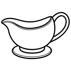 Elegant Gravy Boat Outline Vector