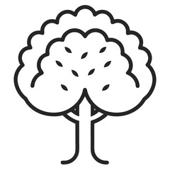 Jackfruit Tree Outline Icon – Minimal Line Vector of Tropical Fruit Plant