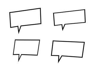 Four Blank Speech Bubbles Black Outline White Fill