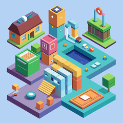 Obraz premium isometric view of a modern city