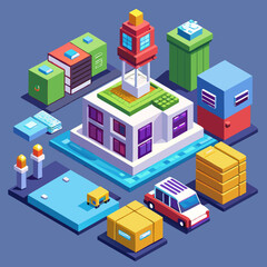 Fototapeta premium isometric view of isometric city