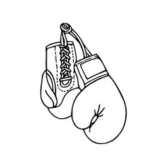 hanging boxing gloves line art drawing