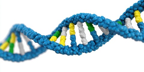 DNA Double Helix Spiraling Structure Highlighted with Colorful Nucleotides for Scientific Research and Innovation