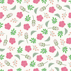 Blush rose flowers vector seamless pattern. Romantic flowery surface design