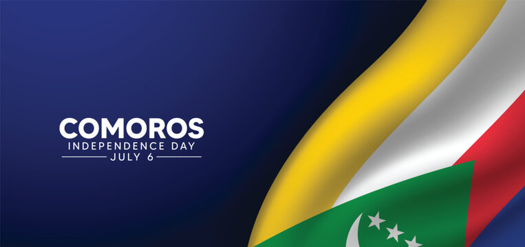 Comoros Independence Day 6 July waving flag vector poster - Powered by Adobe