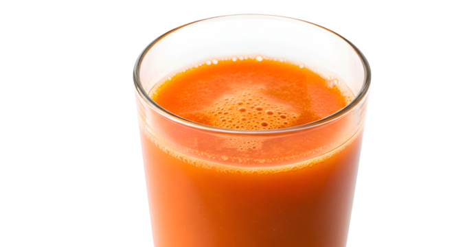 Fresh Carrot Juice: Vibrant, Refreshing Drink with Transparent Background
