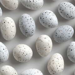 background collection showcases white eggs arranged beautifully, featuring speckled patterns and smooth surfaces, ideal for designs artistic applications generative ai