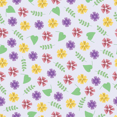 Bright stylized summer flowers and leaves floral vector seamless surface pattern