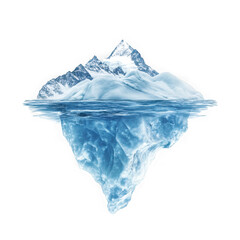 Obraz premium Majestic iceberg with snow capped mountains above and below water isolated on transparent background