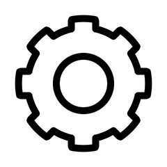 gear icon on white. Gear line icon – editable stroke symbol for settings, configuration, tools, and system control and more.