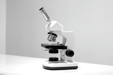 Microscope Focused on Slide Holder with Crystal Samples in Minimalist Lab Setting