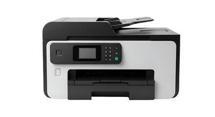 Obraz premium All-in-One Printer: Prints, Scans, Copies, Faxes Documents Efficiently with a Transparent Background