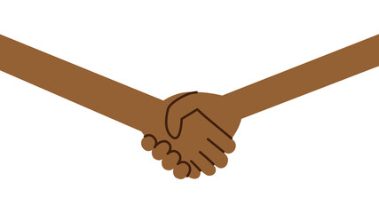 握手する濃い茶色同士の手