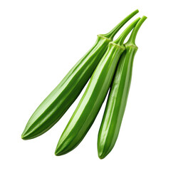 Fresh green okra pods on a black background