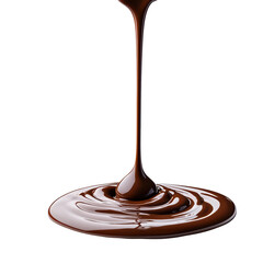 Rich chocolate syrup dripping and pooling on a surface