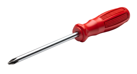 Red Screwdriver: Precision Tool on Transparent Background