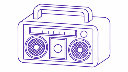 Retro portable radio boombox illustration, vector art, music and entertainment theme
